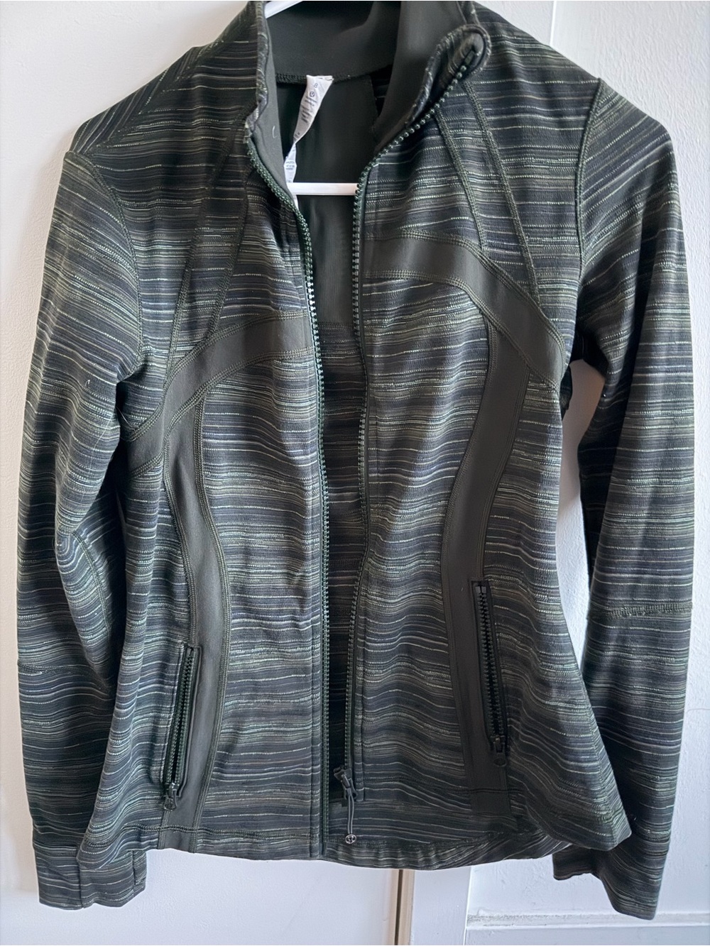 Lululemon Women’s Olive Striped Utility Jacket with Zip Pockets